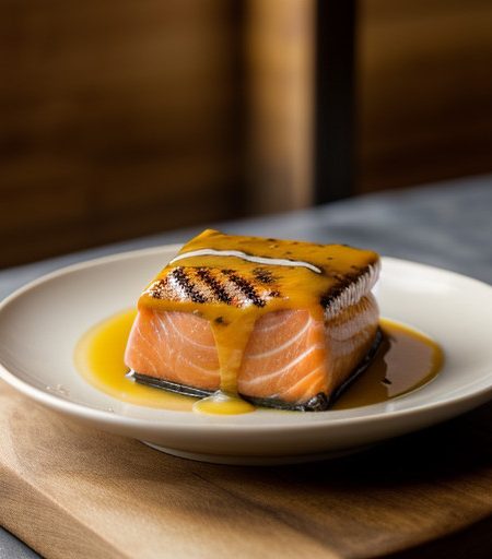 Salmon With Ginger-Orange Mustard Glaze recipe image