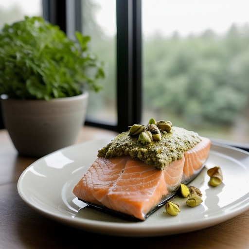 Salmon With Pistachio Basil Butter recipe image