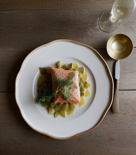 Salmon With Spring Herbs~ Potatoes & Horser recipe image