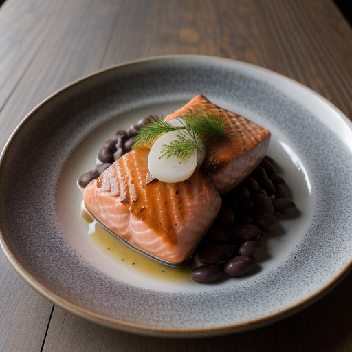 Salmon and Sea Scallop Sausage Black Bean Vinaigrette recipe image