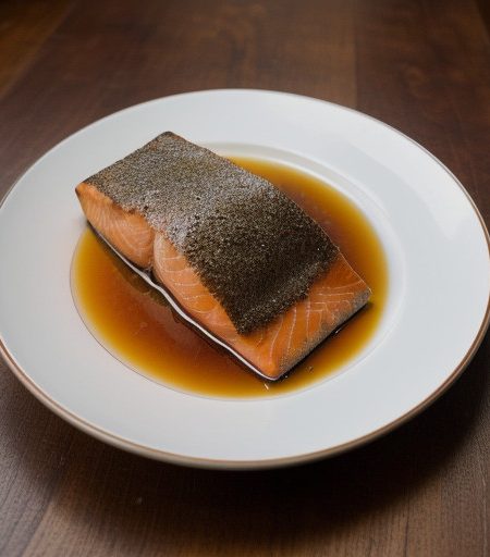 Salmon in Red Wine With Apricots recipe image