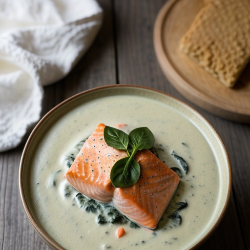 Salmon in Vodka Cream Sauce With Green Pepper recipe image