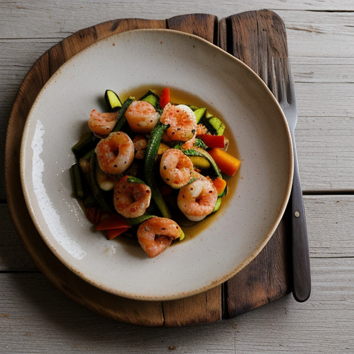 Saucy Gingered Shrimp With Zucchini & Red Pep recipe image