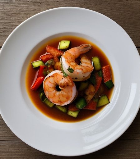 Saucy Gingered Shrimp With Zucchini & Red Peppers recipe image