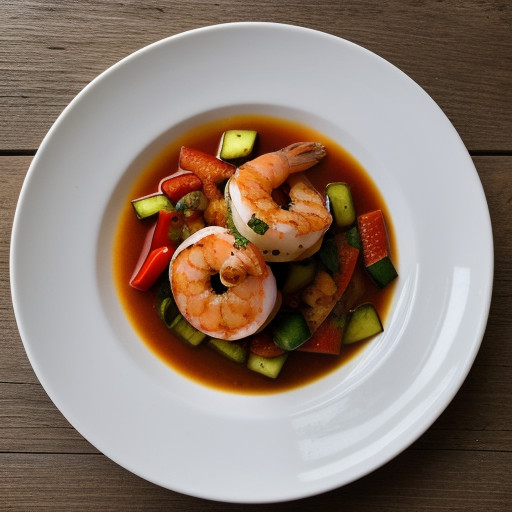 Saucy Gingered Shrimp With Zucchini & Red Peppers recipe image