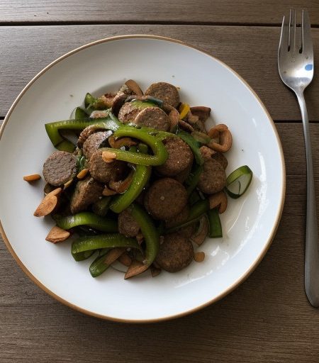 Sausage~ Green Peppers & Onions recipe image