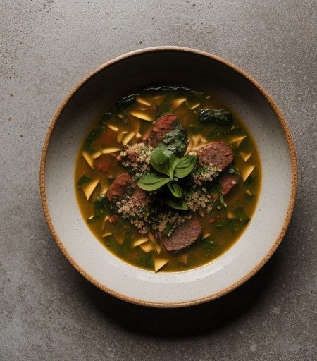 Sausage, Spinach, and Pastina Soup recipe image