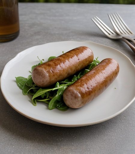Sausages and White Beans on Arugula - Bon Appetit recipe image