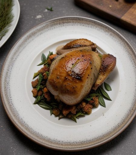 Sauteed Breast of Cornish Game Hen W/ Herb Sa recipe image