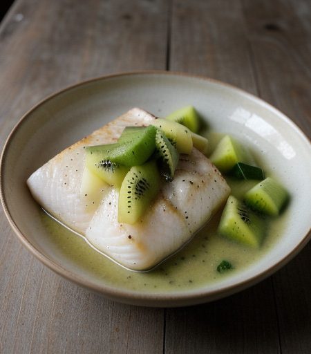 Sauteed Halibut With Kiwi Chardonnay Sauce recipe image