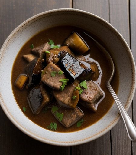 Sauteed Lamb With Eggplant in a Sauce recipe image