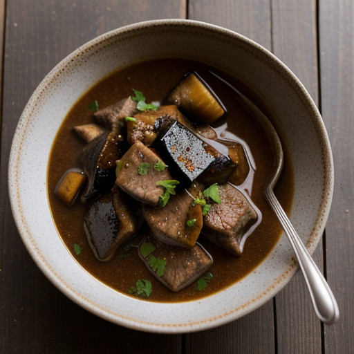Sauteed Lamb With Eggplant in a Sauce recipe image
