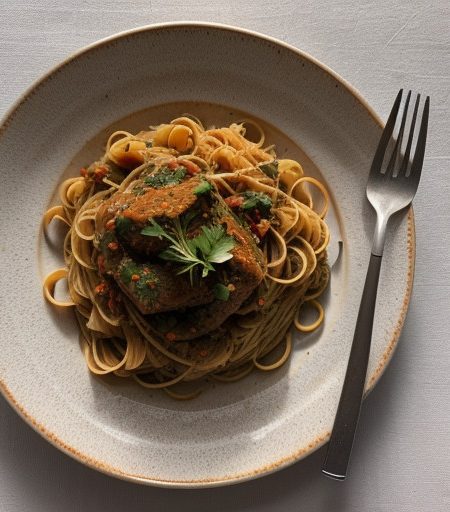 Sauteed Pasta With Tomatoes and Garlic (Fideo - Bon Appe recipe image