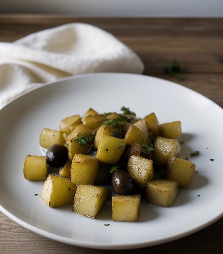 Sauteed Potatoes With Garlic-Olives recipe image