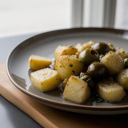 Sauteed Potatoes With Garlic and Olives recipe image