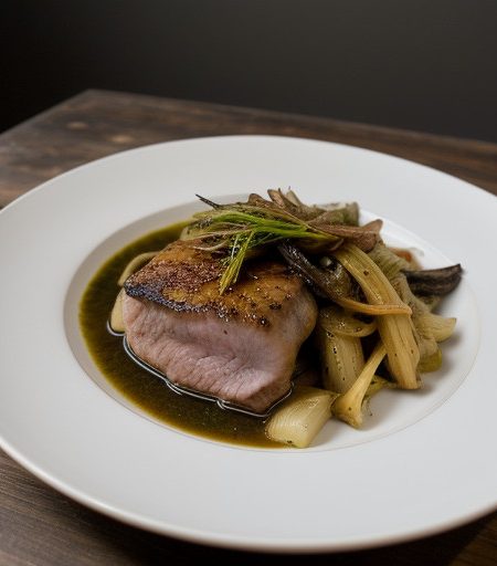 Sauteed Rabbit Loin With Braised Fennel & B recipe image