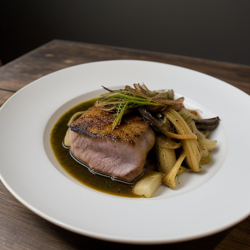 Sauteed Rabbit Loin With Braised Fennel & B recipe image