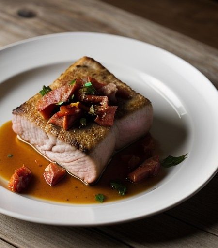 Sauteed Rabbit With Roasted Red Peppers recipe image