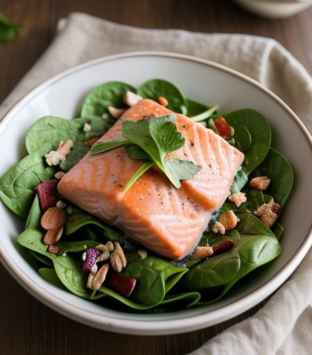 Sauteed Salmon Spinach Salad recipe image