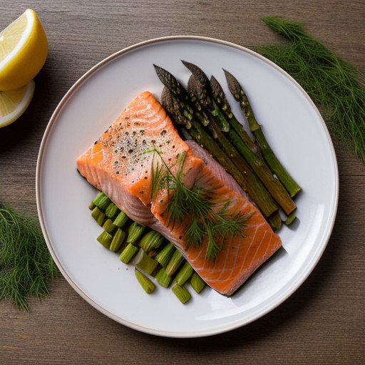 Sauteed Salmon With Asparagus and Fresh Dill recipe image