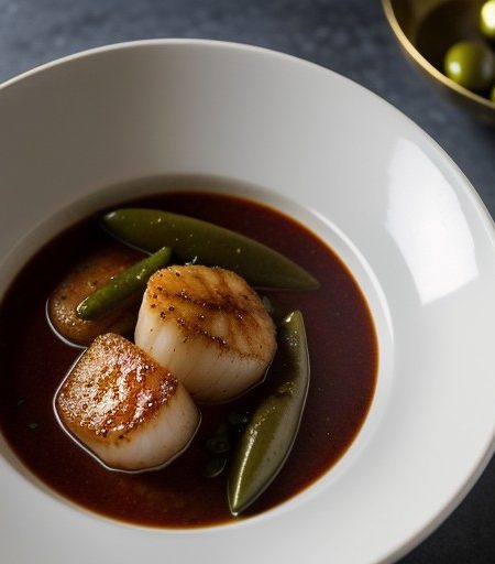 Sauteed Scallops in Wine Sauce" recipe image