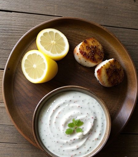 Sauteed Scallops on Red Pepper Sauce recipe image
