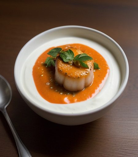 Sauteed Scallops on Red Pepper Sauce *** Gues recipe image