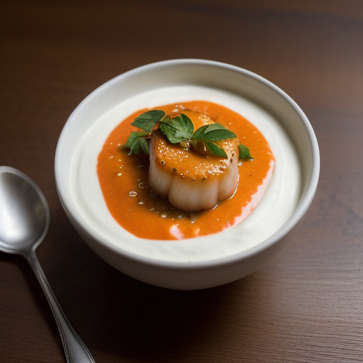 Sauteed Scallops on Red Pepper Sauce *** Gues recipe image