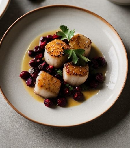 Sauteed Sea Scallops in Cranberry Ginger Sauc recipe image