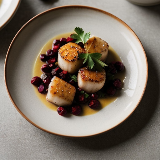 Sauteed Sea Scallops in Cranberry Ginger Sauc recipe image