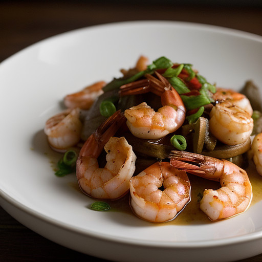 Sauteed Shrimp & Prawns With Spicy Plum Sau recipe image