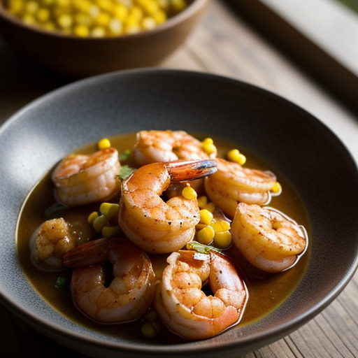 Sauteed Shrimp With Corn in Spicy Wine Sauce recipe image