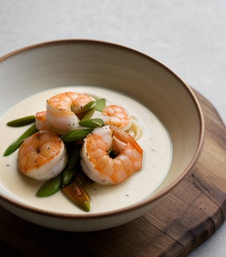 Sauteed Shrimp With Honey-Cream Sauce & Spi recipe image