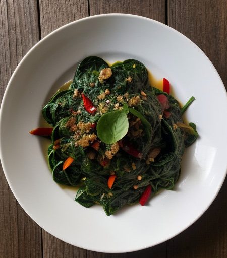Sauteed Spinach With Garlic & Chilies (Rau recipe image