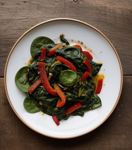 Sauteed Spinach and Red Peppers recipe image