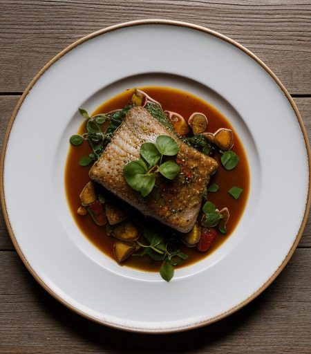 Sautied Perch With Peperonata & Watercress recipe image