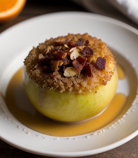 Savory Baked Apples With Orange Almond Cream recipe image
