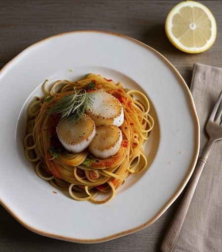 Scallop & Red Pepper Pasta recipe image