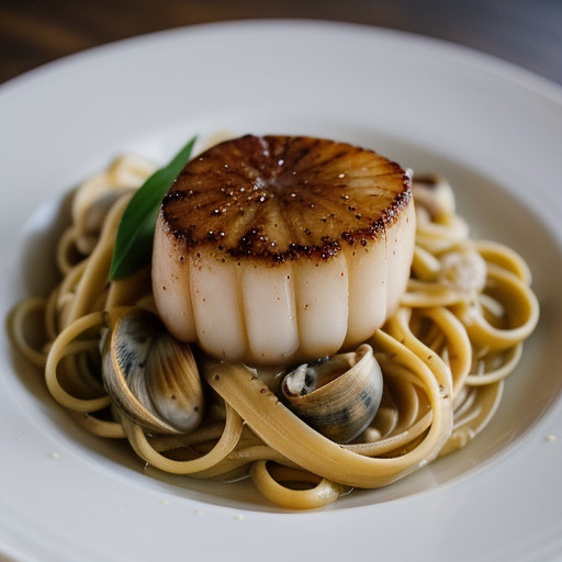 Scallops & Clams Over Linguine recipe image