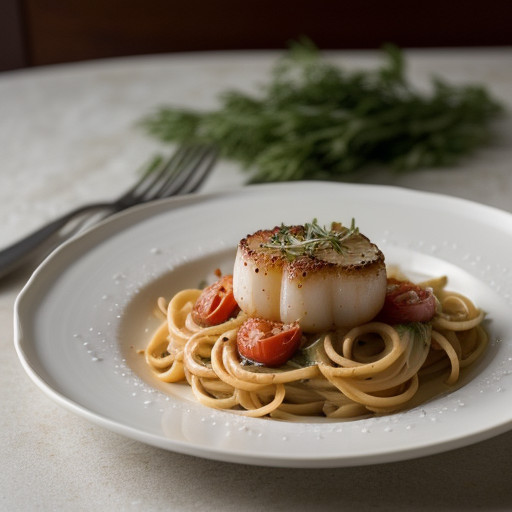 Scallops & Pasta With Fresh Tomato Cream Sa recipe image