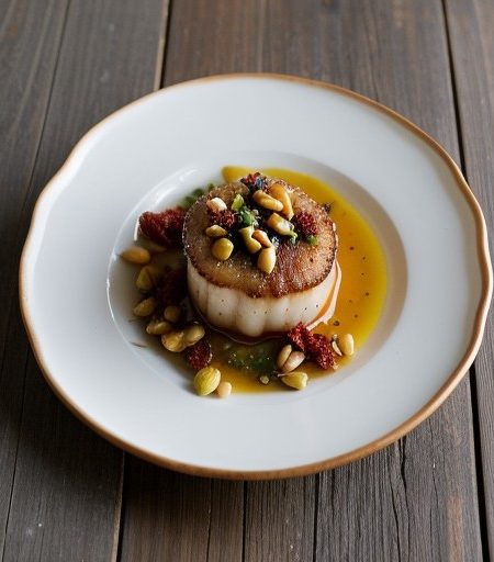 Scallops W/ Pine Nuts & Dried Tomato recipe image