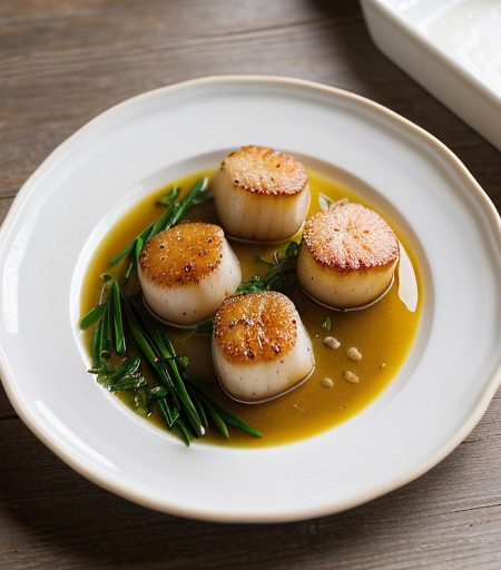 Scallops With Garlic~ Ginger & Chives recipe image