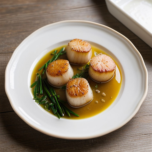 Scallops With Garlic~ Ginger & Chives recipe image
