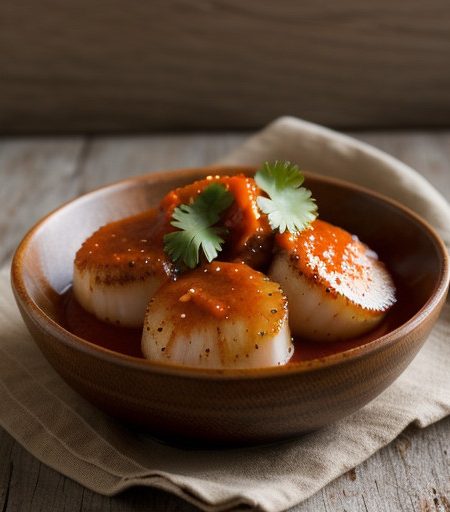 Scallops With Red Pepper Sauce recipe image