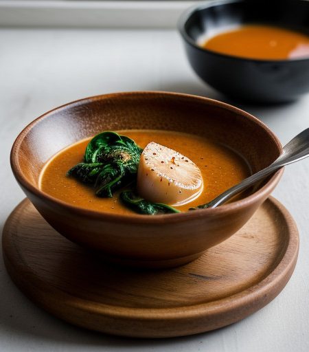 Scallops With Spinach & Spicy Orange Sauce *J recipe image