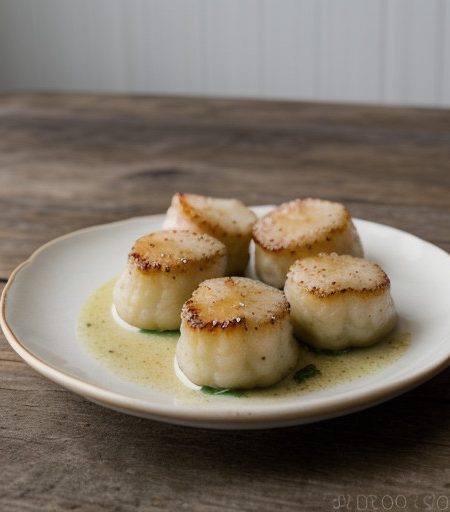 Scallops With Wee Salmon Dumplings - Country Living recipe image