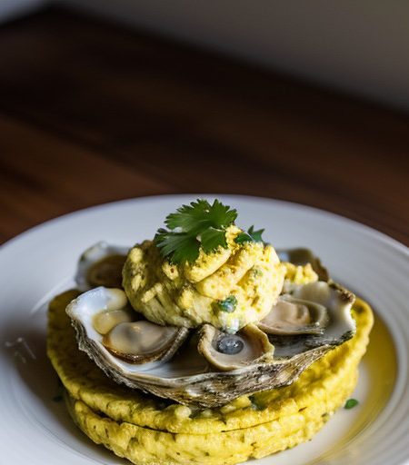 Scrambled Eggs With Fresh Oysters & Chiles recipe image