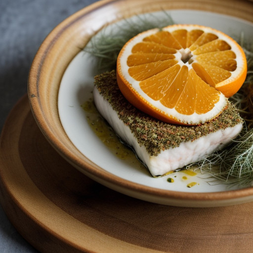 Sea Bass With Herb Crust and Fennel-Orange Salad - Bon Ap recipe image