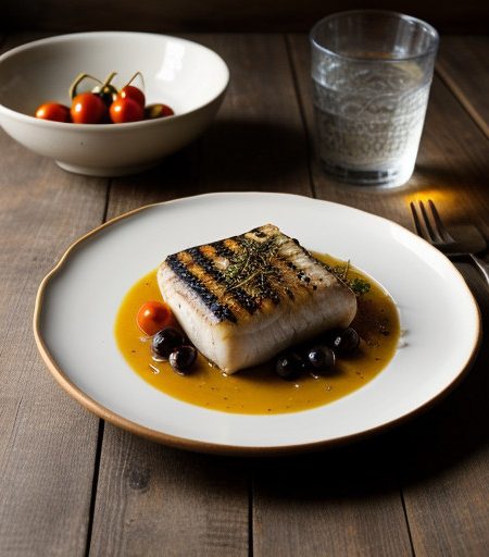 Sea Bass With Olives~ Tomatoes & Garlic recipe image