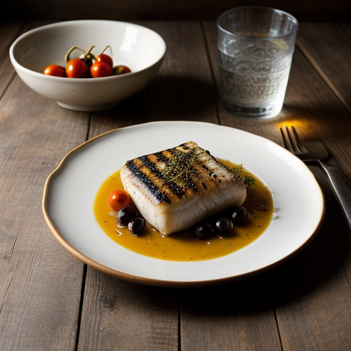 Sea Bass With Olives~ Tomatoes & Garlic recipe image